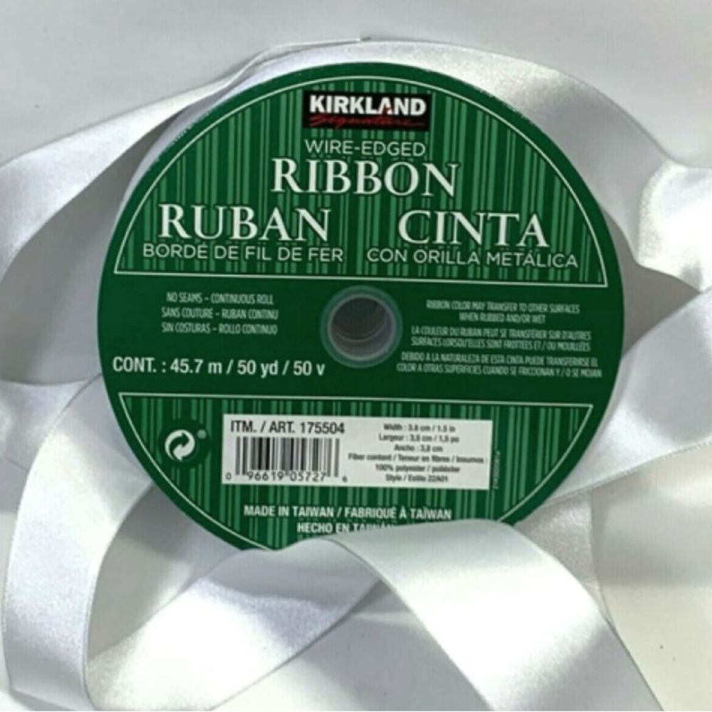 White Wire-Edged Ribbon